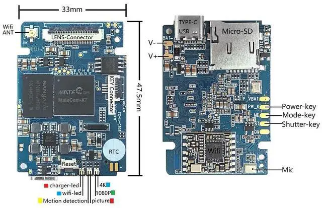 Alt view image 4 of 7 - MateCam X7 Pro 13MP Real 4K Type-C WiFi P2P Mini Camera Video Motion Detector Small DIY Cam Module