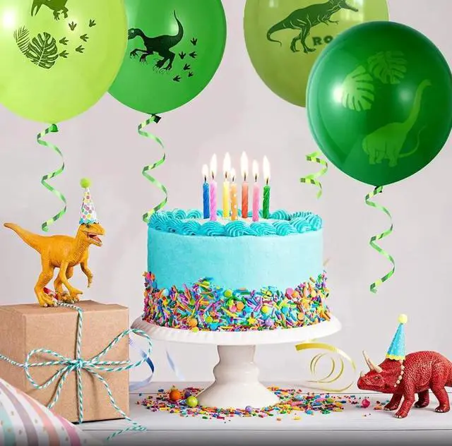 Alt view image 6 of 6 - Dinosaur Birthday Party Decorations, Dinosaurs World Birthday Party Tableware Set, Table Covers, Cake Toppers, Balloons, Banners, Swirls for Kids