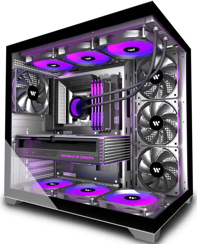 Main image of ANSAITE PC CASE ATX 4 Fans Pre-Installed, Type-C Mid Tower Computer Case with Full-View Dual Tempered Glass, Gaming PC Case,Black,K4
