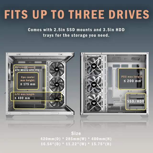 Alt view image 6 of 7 - ANSAITE PC CASE ATX 4 Fans Pre-Installed, Type-C Mid Tower Computer Case with Full-View Dual Tempered Glass, Gaming PC Case,Black,K4