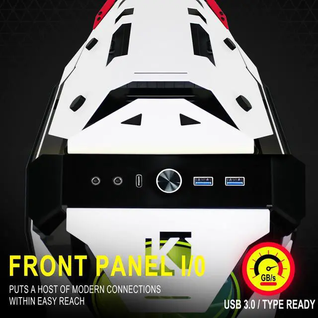 Alt view image 5 of 6 - ANSAITE C650 Mech PC Case - ATX Tower Gaming Computer Case with Tempered Glass,White