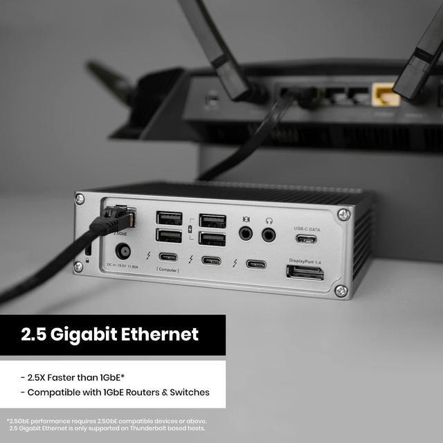 Alt view image 9 of 10 - caldigit ts4 thunderbolt 4 dock - 18 ports, 98w charging, 3x thunderbolt 4 40gb/s, 5 x usb-a, 3 x usb-c (10gb/s), 2.5gbe, single 8k or dual 6k 60hz displays, mac, pc, chrome compatible with 0.8m cable