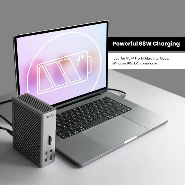 Alt view image 7 of 10 - caldigit ts4 thunderbolt 4 dock - 18 ports, 98w charging, 3x thunderbolt 4 40gb/s, 5 x usb-a, 3 x usb-c (10gb/s), 2.5gbe, single 8k or dual 6k 60hz displays, mac, pc, chrome compatible with 0.8m cable