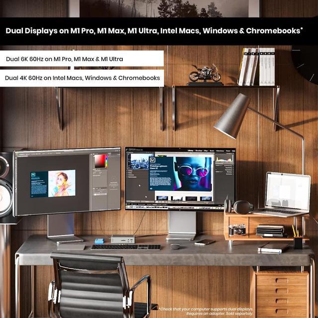 Alt view image 8 of 10 - caldigit ts4 thunderbolt 4 dock - 18 ports, 98w charging, 3x thunderbolt 4 40gb/s, 5 x usb-a, 3 x usb-c (10gb/s), 2.5gbe, single 8k or dual 6k 60hz displays, mac, pc, chrome compatible with 0.8m cable