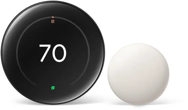 Main image of Google Nest Learning Thermostat (4th Gen, 2024) with Nest Temperature Sensor - Energy Saving Smart Thermostat with Adaptive Eco - Works with Alexa and Google Home App - Polished Obsidian