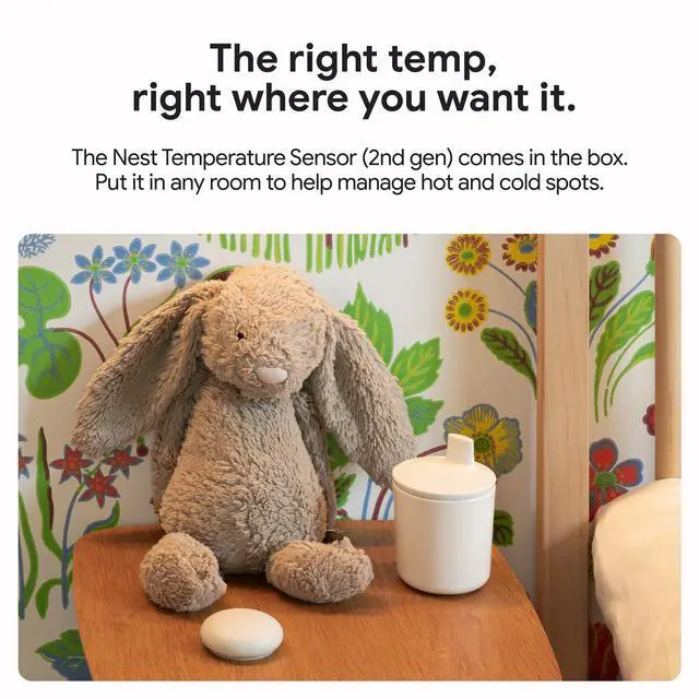 Alt view image 5 of 14 - Google Nest Learning Thermostat (4th Gen, 2024) with Nest Temperature Sensor - Energy Saving Smart Thermostat with Adaptive Eco - Works with Alexa and Google Home App - Polished Obsidian