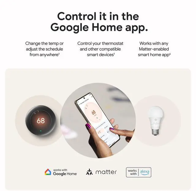 Alt view image 7 of 14 - Google Nest Learning Thermostat (4th Gen, 2024) with Nest Temperature Sensor - Energy Saving Smart Thermostat with Adaptive Eco - Works with Alexa and Google Home App - Polished Obsidian