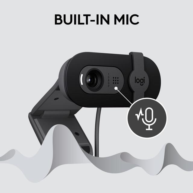 Alt view image 5 of 7 - Logitech Brio 101 Full HD 1080p Webcam for Meetings, Streaming, Desktop, Laptop, PC - Built-in Mic, Shutter, USB-A, Teams, Zoom - Black