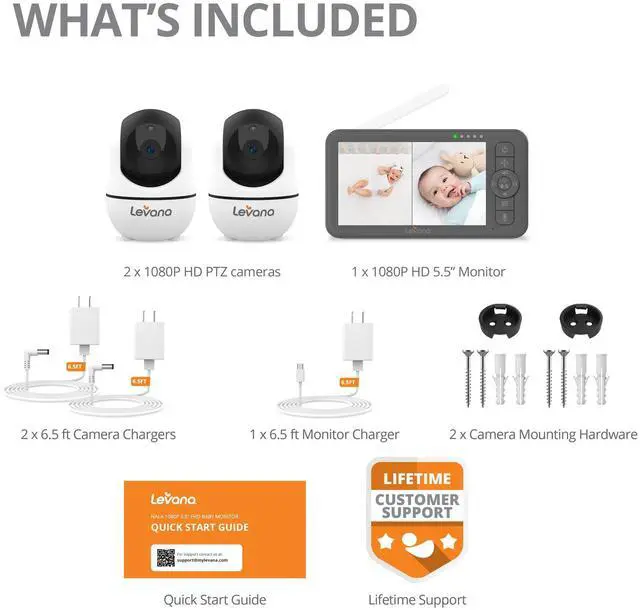 Alt view image 7 of 7 - Levana Nala 5.5 1080P HD Video Baby Monitor with 2 Cameras