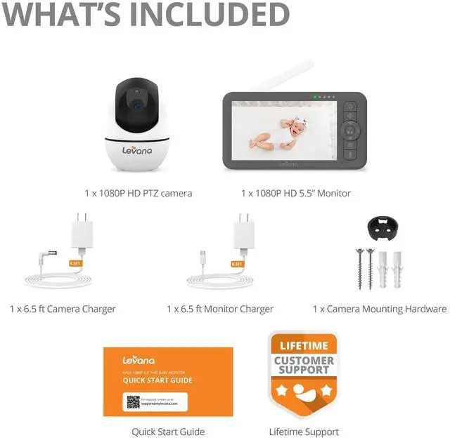 Alt view image 7 of 7 - Levana Nala 5.5 1080P HD Video Baby Monitor with 1 Camera