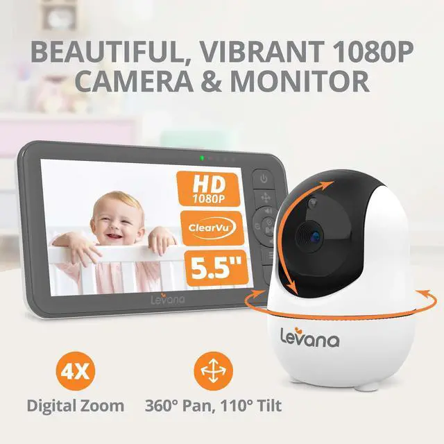 Alt view image 3 of 7 - Levana Nala 5.5 1080P HD Video Baby Monitor with 1 Camera