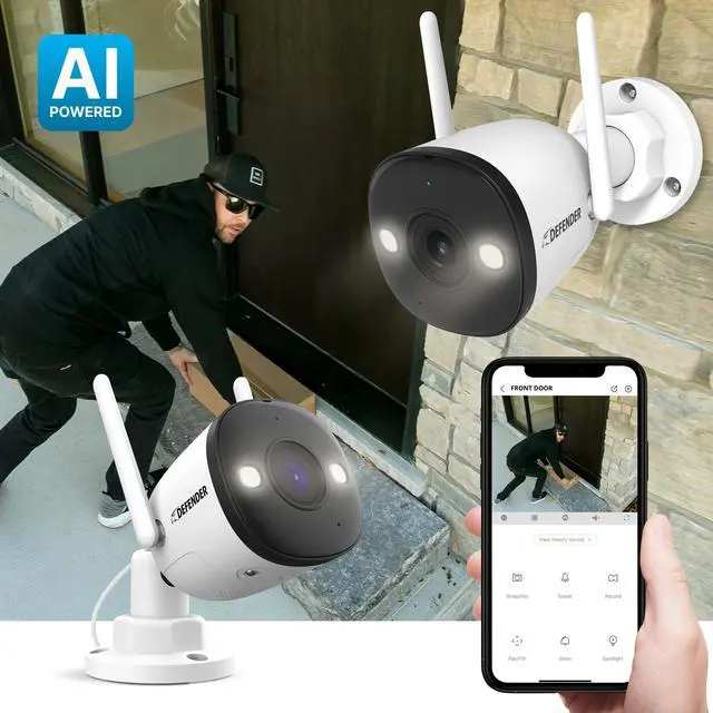Alt view image 2 of 6 - Defender AI POWERED Guard Pro 4K Wi-Fi 6 Plug-in Power Security Camera