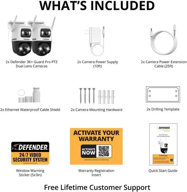 Alt view image 7 of 7 - Defender AI POWERED Guard Pro 3K PLUS Dual Lens PTZ Wi-Fi 6 Plug-in Security Camera - 2 Pack