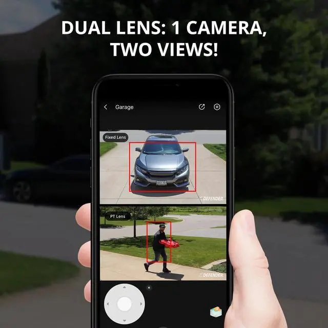 Alt view image 4 of 7 - Defender AI POWERED Guard Pro 3K PLUS Dual Lens PTZ Wi-Fi 6 Plug-in Security Camera - 2 Pack