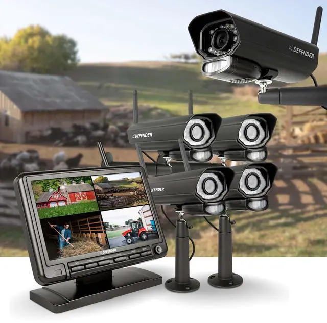 Alt view image 2 of 6 - Defender PHOENIXM2 Non-WiFi Plug-in Power Security Cameras with 7 Inch LCD Display Monitor, 4 Cameras with 32GB SD