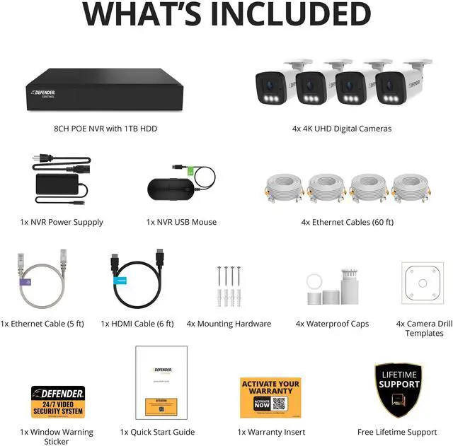 Alt view image 6 of 6 - Defender AI POWERED Sentinel 4K Ultra HD Wired 8 Channel PoE NVR Security System with 4 Metal Cameras with 1TB HDD