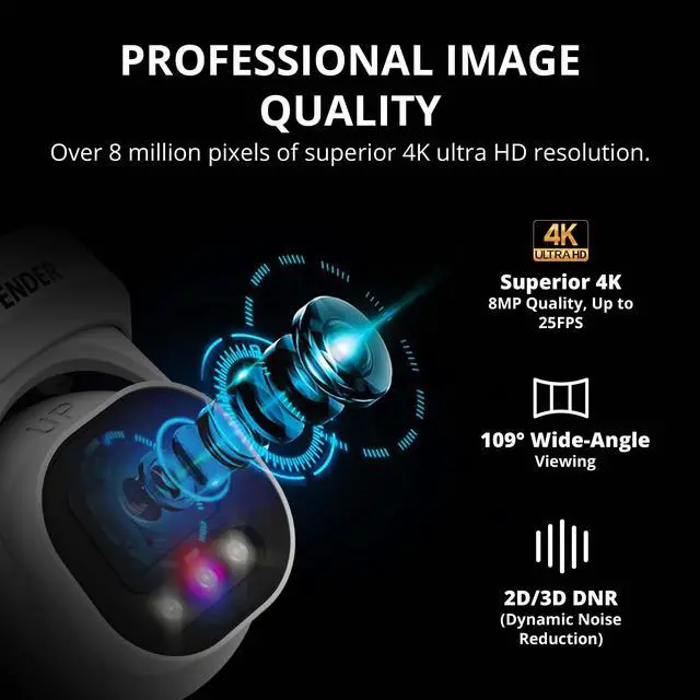 Alt view image 3 of 7 - Defender AI POWERED Sentinel Pro Turret 4K Wired 8CH NVR PoE Security System, 4 Metal Cameras & 1TB HDD