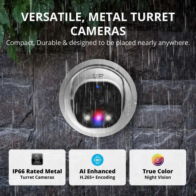 Alt view image 6 of 7 - Defender AI POWERED Sentinel Pro Turret 4K Wired 8CH NVR PoE Security System, 4 Metal Cameras & 1TB HDD