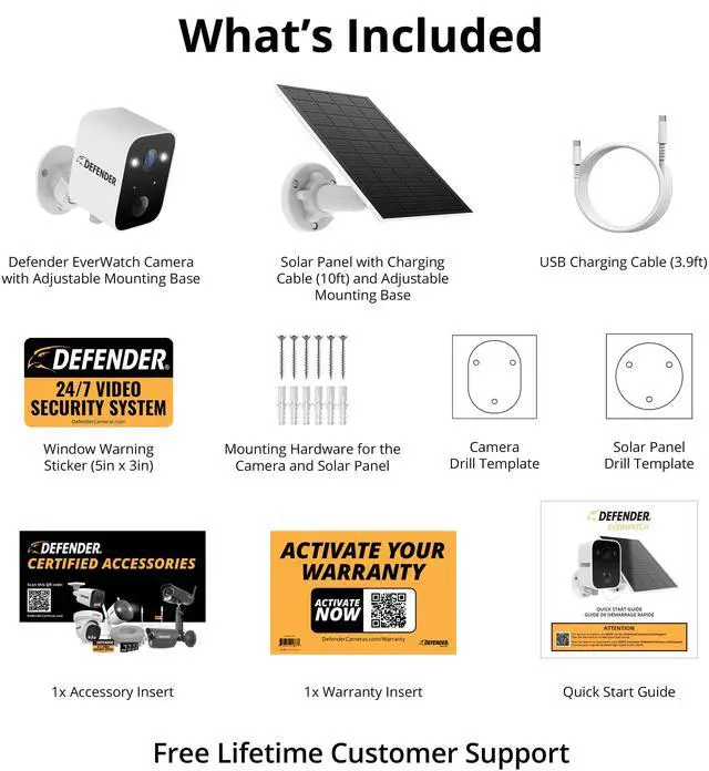 Alt view image 7 of 7 - Defender SOLAR POWERED 4K AI Everwatch Wireless Battery Security Camera with 3W Solar Panel, AI Detection, Color Night Vision, No Monthly Fees