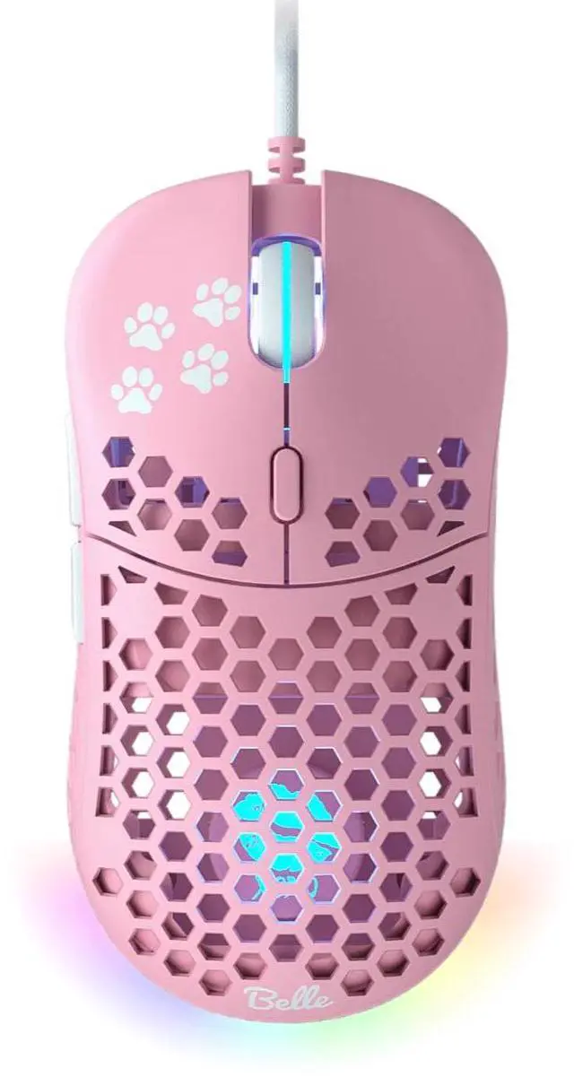 Main image of Belle Delphine X Ghost M1 UltraLight Gaming Mouse - Kitty Pink