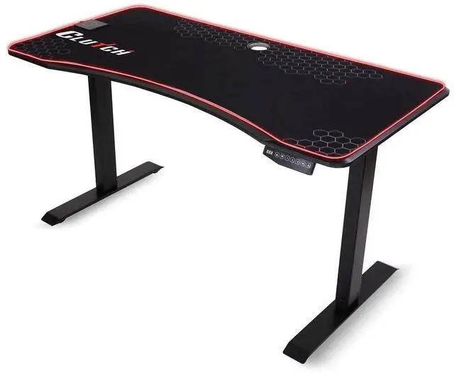Main image of Rise Series Height-Adjustable Desk with RGB Desk Mat & Wireless Charging - Black