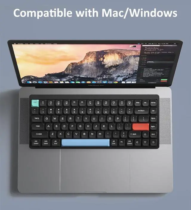 Alt view image 4 of 7 - LINKEET Wireless Mechanical Keyboard 2.4G/Bluetooth, Ultra-Slim Low Profile Silent Mechanical Red Switch, 75% Compact 84 Keys TKL Gaming Keyboard with Ergonomic Magnetic Feet for Multi Device, White