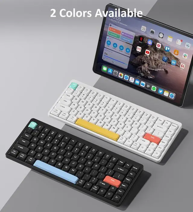 Alt view image 7 of 7 - LINKEET Wireless Mechanical Keyboard 2.4G/Bluetooth, Ultra-Slim Low Profile Silent Mechanical Red Switch, 75% Compact 84 Keys TKL Gaming Keyboard with Ergonomic Magnetic Feet for Multi Device, White