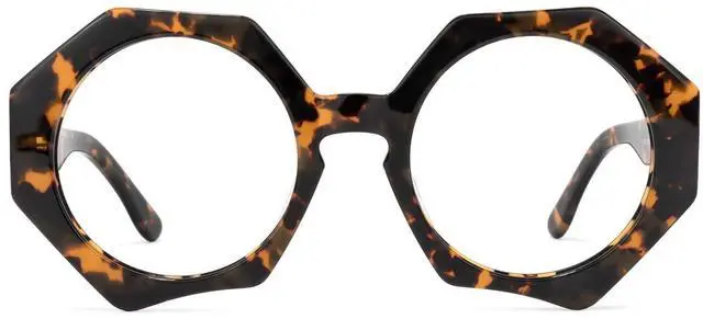 Main image of Zeelool Stylish Oversized Acetate Geometric Blue Light Blocking Glasses Eyewear for Women Hugh ZOP01887-02B Tortoise-Gold