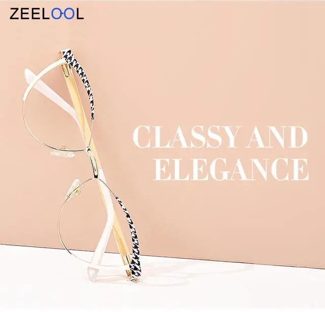 Alt view image 3 of 5 - Zeelool Cat Eye Blue Light Blocking Glasses Metal Frame for Women Sydney FM0125-11 Houndtooth
