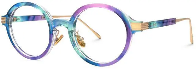 Main image of VOOGLAM Blue Light Glasses for Women Round Gaming Glasses Anti Eyestrain Dry Eyes UV Computer Phone TV Eyewear Fashion Dylan Multicolor GJGT000174-06 Trend