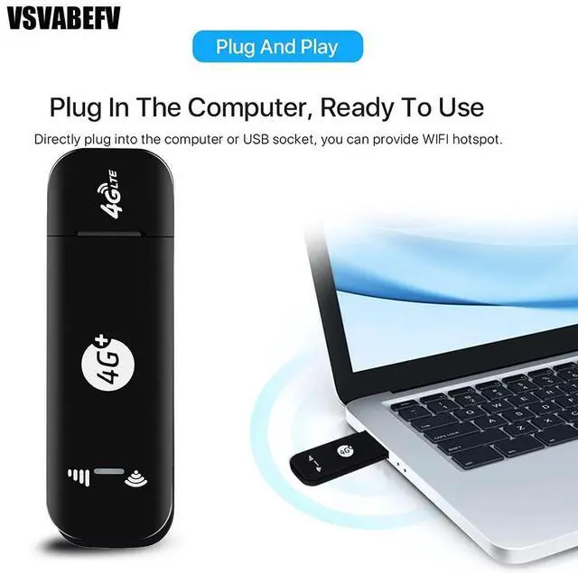 Alt view image 2 of 5 - VSVABEFV 4G LTE USB módem WiFi Dongle Mini portátil móvil WiFi Hotspot Router con ranura para tarjeta SIM y ranura para tarjeta TF, funciona con B1/B2/B4/B5/B12/B17/B25/B28/B66 Versión EE.UU