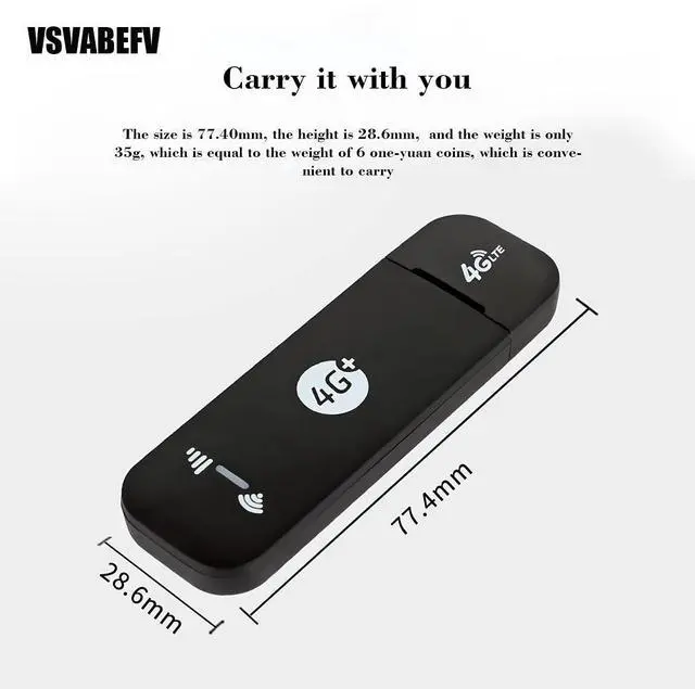 Alt view image 4 of 5 - VSVABEFV 4G LTE USB módem WiFi Dongle Mini portátil móvil WiFi Hotspot Router con ranura para tarjeta SIM y ranura para tarjeta TF, funciona con B1/B2/B4/B5/B12/B17/B25/B28/B66 Versión EE.UU