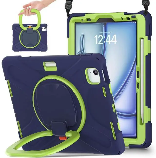 Main image of SCSVPN for iPad Air 11 Inch Case M3/M2 (7th/6th Gen., 2025/2024), iPad Air 5th/4th Gen 10.9''(2022/2020), iPad Pro 11''(2020-2018) Protection Cover with Pen Holder+Stand+Shoulder Strap, Navy Green