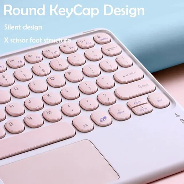 Alt view image 5 of 5 - QYiiD Touchpad Keyboard Case for Xiaomi Pad 5 / Pad 5 Pro 11.0 inch 2021, Folio Keyboard Case Cover with Cute Round Key Wireless Detachable TouchPad Keyboard & Mouse, Green