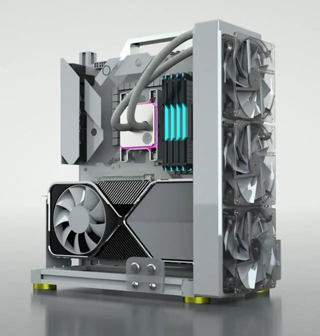 Alt view image 3 of 5 - EATX Computer Case PC Test Bench Vertical Overclocking Open Aluminum Frame Chassis Rack DIY Computer Motherboard Case Rack Creative Personality Open PC Case Support Liquid Cooling