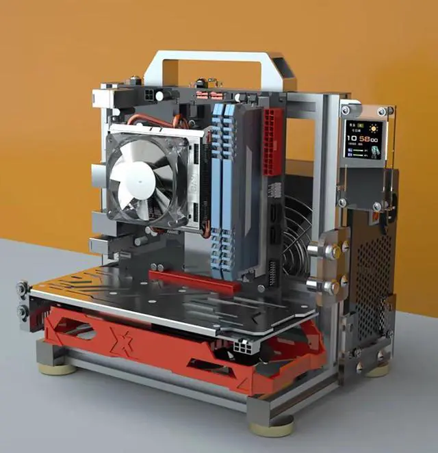 Alt view image 5 of 5 - EATX Computer Case PC Test Bench Vertical Overclocking Open Aluminum Frame Chassis Rack DIY Computer Motherboard Case Rack Creative Personality Open PC Case Support Liquid Cooling