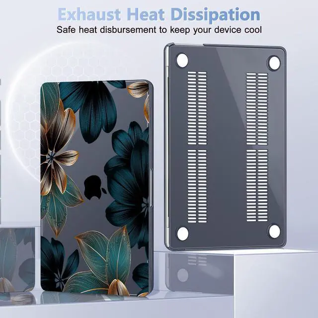 Alt view image 4 of 5 - Lepeoac Case for MacBook Air 15 Inch 2025 2024 2023 Release M4 A3241 M3 A3114 M2 A2941, Hard Shell with Screen Protector & Keyboard Cover, Compatible with Touch ID - Leaves