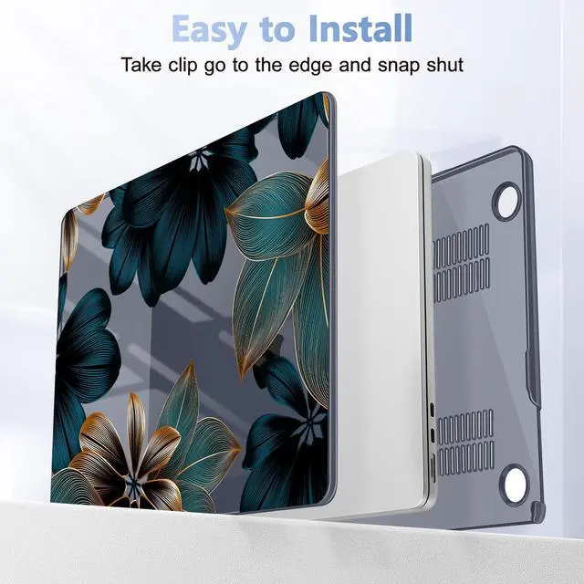 Alt view image 5 of 5 - Lepeoac Case for MacBook Air 15 Inch 2025 2024 2023 Release M4 A3241 M3 A3114 M2 A2941, Hard Shell with Screen Protector & Keyboard Cover, Compatible with Touch ID - Leaves