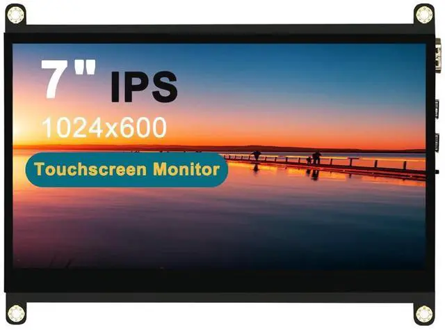 Main image of LESOWN New! Touch Screen 7 inch Display IPS 1024x600 HDMI Display, USB Powered Capacitive Touchscreen with Dual Speakers for Raspberry Pi 4 3 Windows AIDA64 Temperature CPU Monitoring