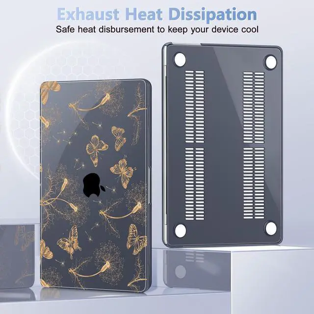 Alt view image 4 of 5 - Lepeoac for MacBook Air 13.6 inch Case M4 M3 M2 2025 2024-2022 Release Model A3240 A3113 A2681, Sturdy Plastic Hard Shell Case for MacBook Air M2 13 inch with Touch ID, Butterflies