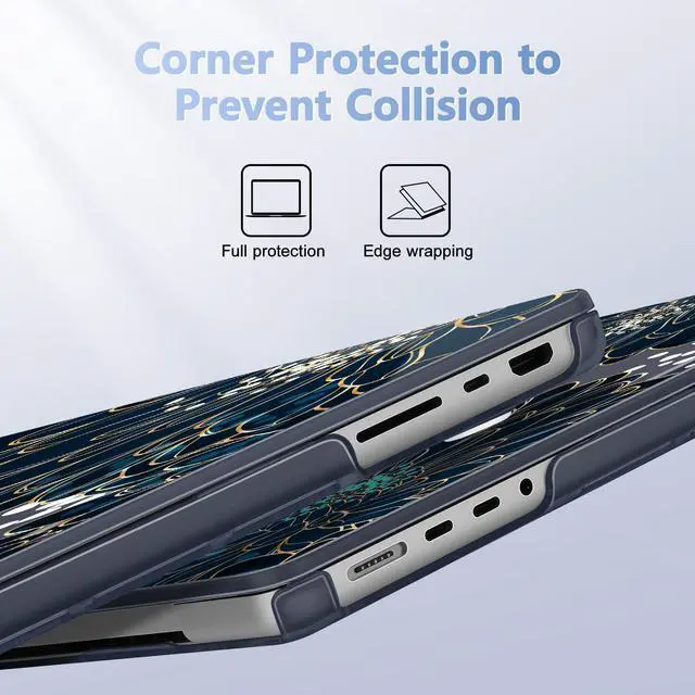 Alt view image 3 of 5 - Lepeoac for MacBook Pro 16 inch Case 2021 2022 2023 2024 Release A3186 A3403 M4 A2991 M3 A2780 M2 A2485 M1 Pro/Max, Hard Shell Case with Screen Protector & Keyboard Cover, Luxury Floral