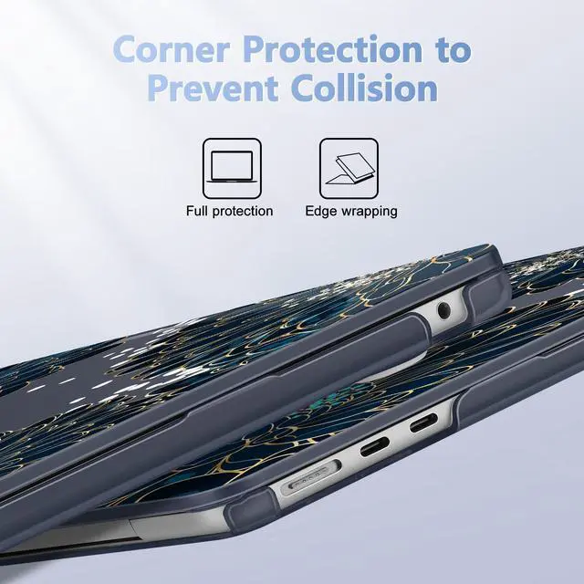 Alt view image 3 of 5 - Lepeoac Case for MacBook Air 15 Inch 2025 2024 2023 Release M4 A3241 M3 A3114 M2 A2941, Hard Shell with Screen Protector & Keyboard Cover, Compatible with Touch ID, Luxury Floral