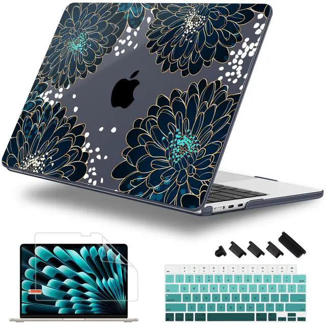 Main image of Lepeoac Case for MacBook Air 15 Inch 2025 2024 2023 Release M4 A3241 M3 A3114 M2 A2941, Hard Shell with Screen Protector & Keyboard Cover, Compatible with Touch ID, Luxury Floral