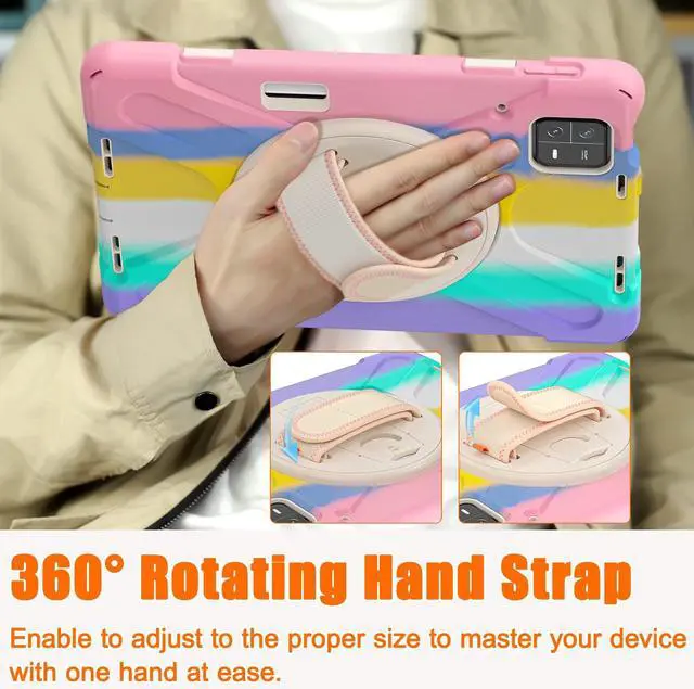 Alt view image 2 of 5 - GooodiDEAR for Xiaomi Mi Pad 6/ Mi Pad 6 Pro Case, Shockproof Heavy Duty Case 11", 360 Rotate Stand Hand Strap Shoulder Strap Pencil Holder Protective Cover, Tablet for Men Women Kids, Sparkling Pink