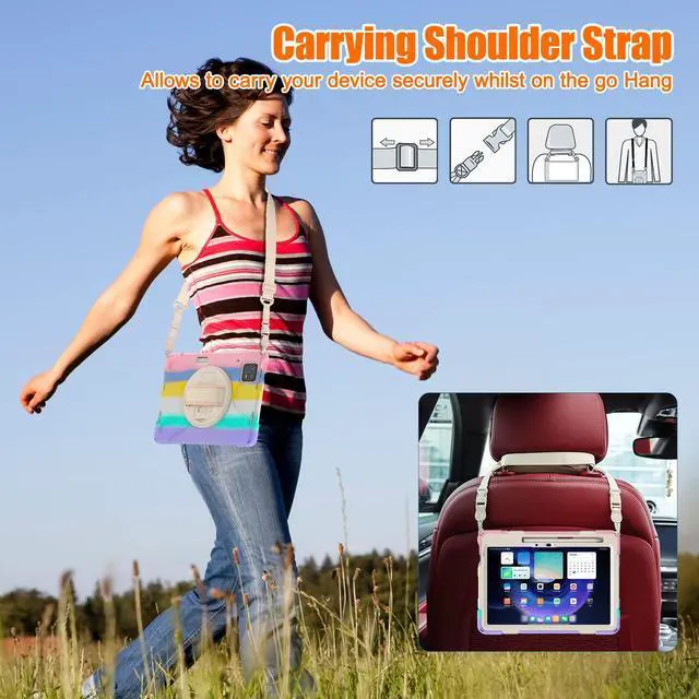 Alt view image 4 of 5 - GooodiDEAR for Xiaomi Mi Pad 6/ Mi Pad 6 Pro Case, Shockproof Heavy Duty Case 11", 360 Rotate Stand Hand Strap Shoulder Strap Pencil Holder Protective Cover, Tablet for Men Women Kids, Sparkling Pink