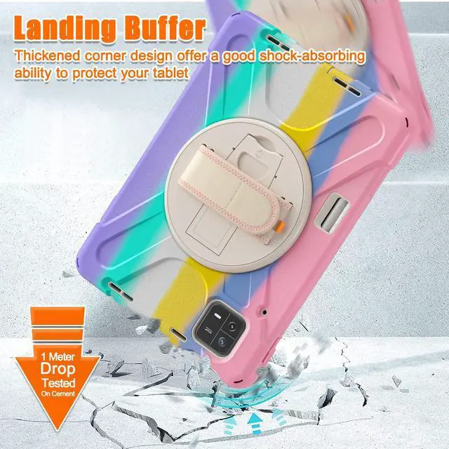 Alt view image 5 of 5 - GooodiDEAR for Xiaomi Mi Pad 6/ Mi Pad 6 Pro Case, Shockproof Heavy Duty Case 11", 360 Rotate Stand Hand Strap Shoulder Strap Pencil Holder Protective Cover, Tablet for Men Women Kids, Sparkling Pink