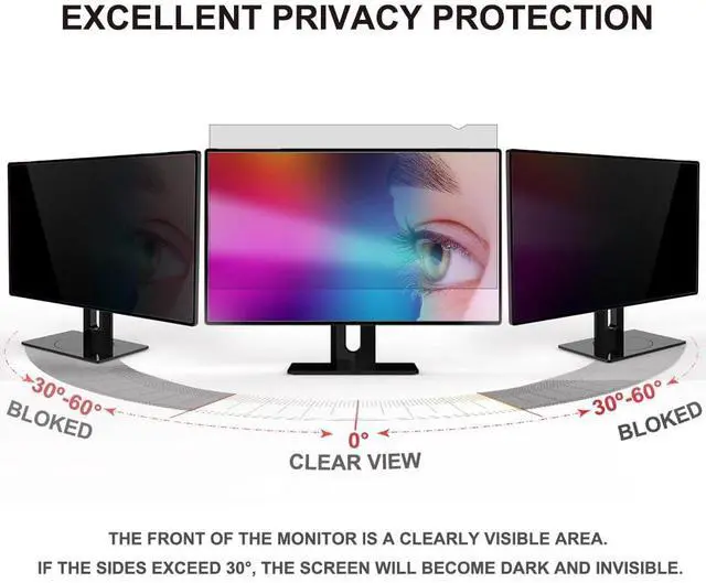 Alt view image 3 of 5 - 24 inch Computer Privacy Screen Filter - Suitable for 16:9 Aspect Ratio Widescreen Monitor - Blue Light Filter - Anti-Glare & Anti-Scratch Protector Film (24" Widescreen (16:9))