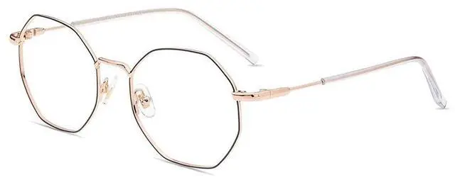 Main image of Firmoo Polygon Blue Light Blocking Glasses for Woman Men, Black Gold Blue Light Filter Computer Glasses Reduce Eyestrain Headache Metal Glasses