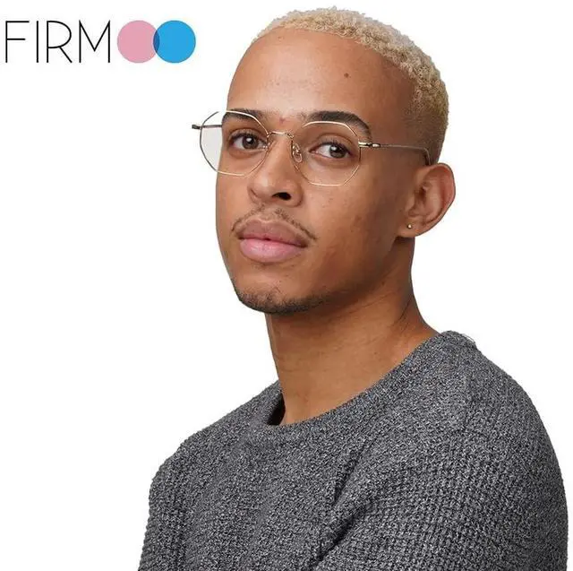 Alt view image 3 of 5 - Firmoo Polygon Blue Light Blocking Glasses for Woman Men, Black Gold Blue Light Filter Computer Glasses Reduce Eyestrain Headache Metal Glasses