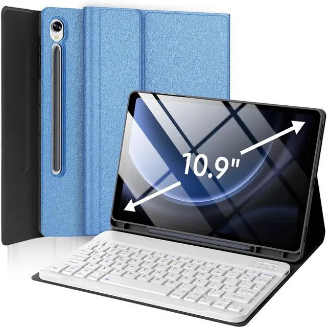 Main image of Galaxy Tab S9 FE 5G Case with Keyboard, Detachable Wireless Bluetooth Keyboard, Smart Folio Cover with S Pen Holder for Samsung Galaxy Tab S9 FE 10.9/S9 11 inch, Auto Sleep/Wake, Blue